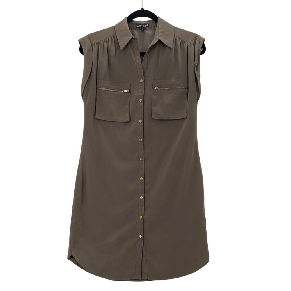 Express Button Up Shirt Dress Women Size XS Utility Effortless Office Minimalist